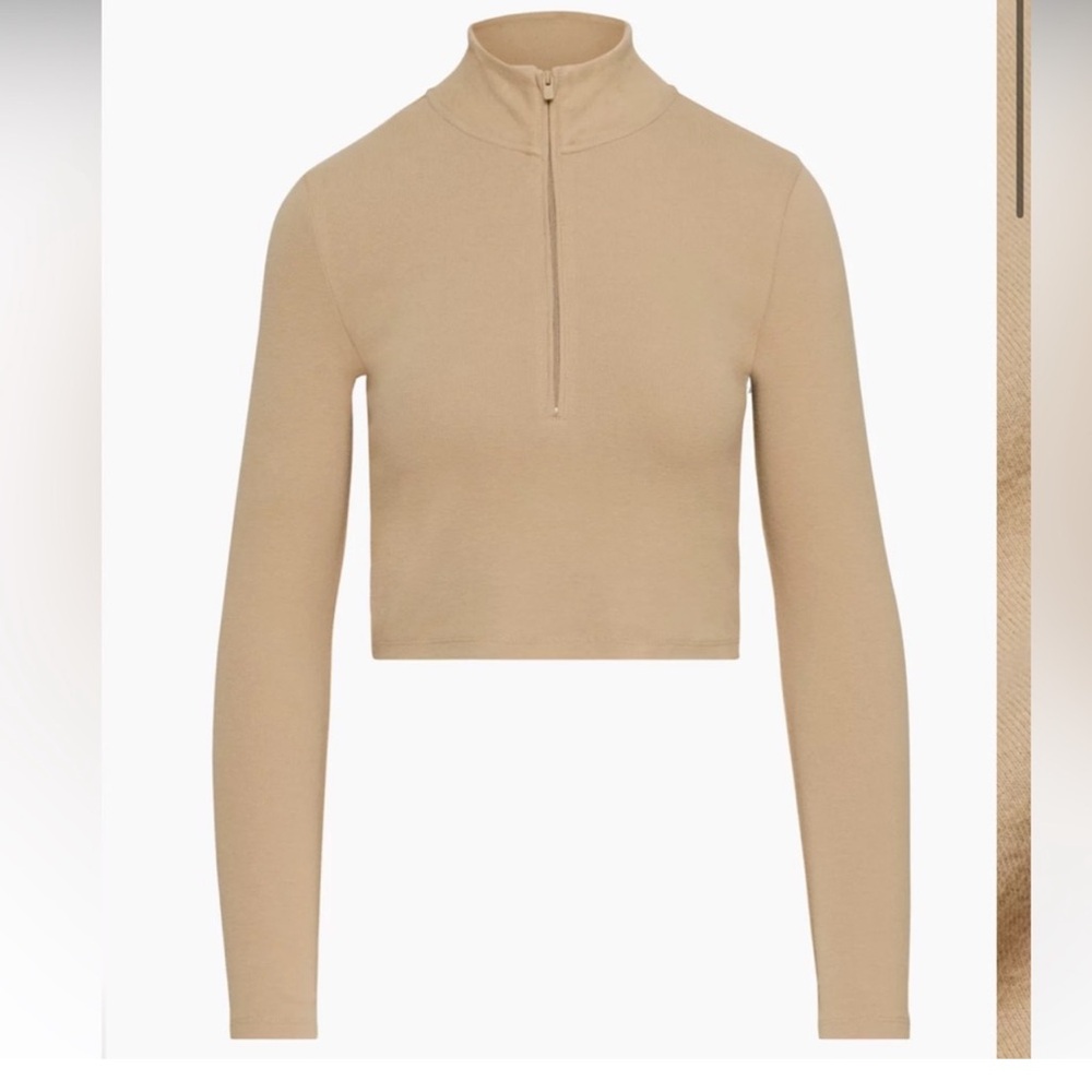 Aritzia Sunday Best Half-Zip - Tan